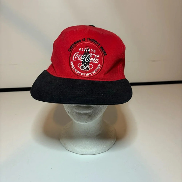Vintage 1996 Olympics Coca Cola Cheering is Thirsty Work Made USA Snapback - Picture 1 of 8